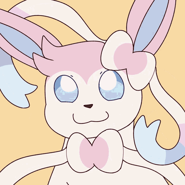 a cartoon drawing of a pink and white bunny rabbit