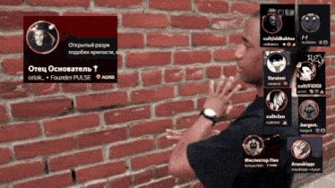 a man is standing in front of a brick wall with a sign that says founder pulse