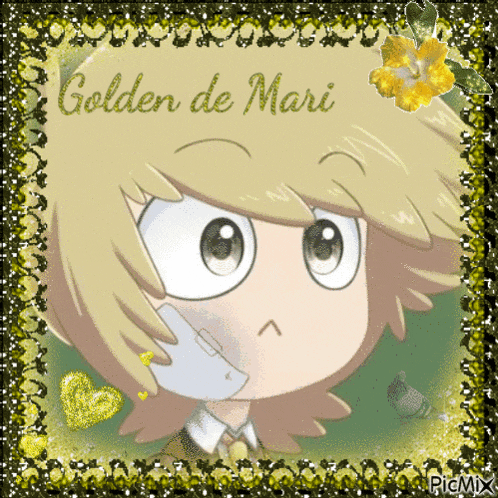 a picture of a boy with the name golden de mari on it