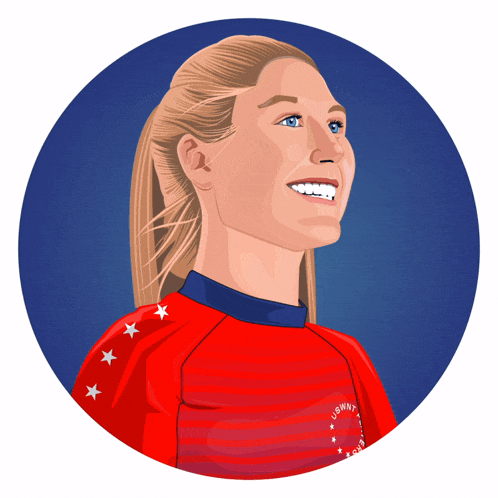 a cartoon drawing of a woman wearing a red shirt that says u.s. women 's team