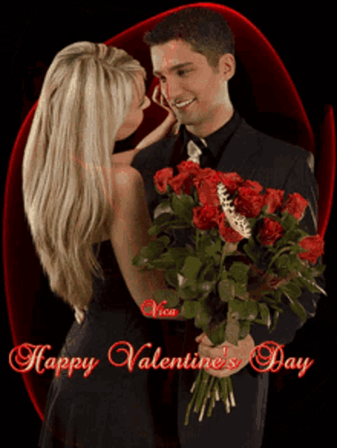 a happy valentine 's day card with a man and woman