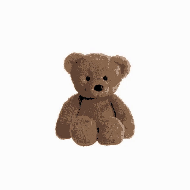 a brown teddy bear is sitting on a white surface