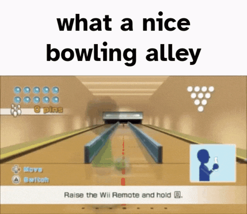 what a nice bowling alley raise the wii remote and hold it
