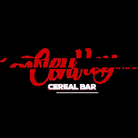 a black background with red lettering that says " corley cereal bar "
