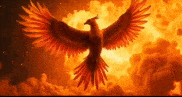a phoenix is flying through a cloudy sky .