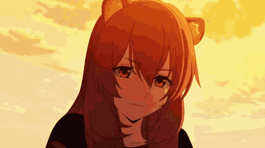 a close up of a girl with a cat ear on her head