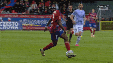 a soccer game is being shown on canal+ sport