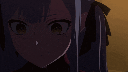 a close up of a girl 's face with a white arrow pointing to the left