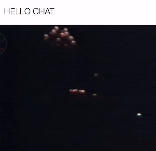 a blurred image of a fireworks display with the words hello chat above it