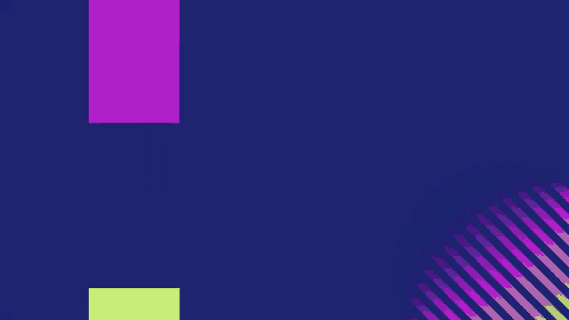 a blue background with purple and yellow squares