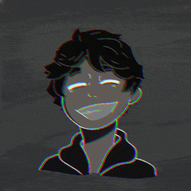 a drawing of a person with their eyes closed and a smile on their face