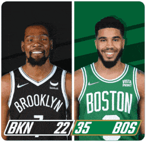 Brooklyn Nets (22) Vs. Boston Celtics (35) First-second Period Break GIF - Nba Basketball Nba 2021 GIFs