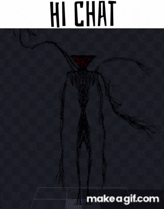 a drawing of a monster with the words hi chat on top