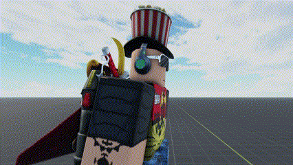 a cartoon character wearing sunglasses and a top hat with a bucket of popcorn on top of it