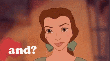 a cartoon of belle from beauty and the beast is asking the question and
