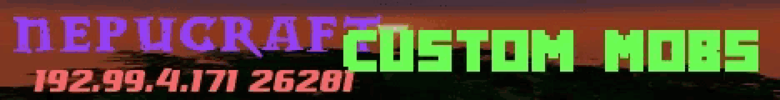a purple and green banner that says custom mobs on it
