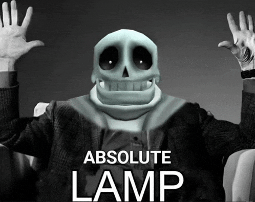 a picture of a skeleton with the words absolute lamp above him
