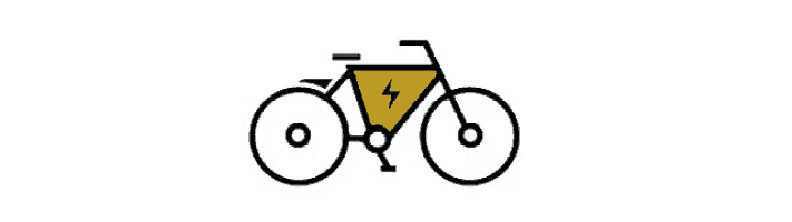a drawing of a bicycle with a lightning bolt on the back
