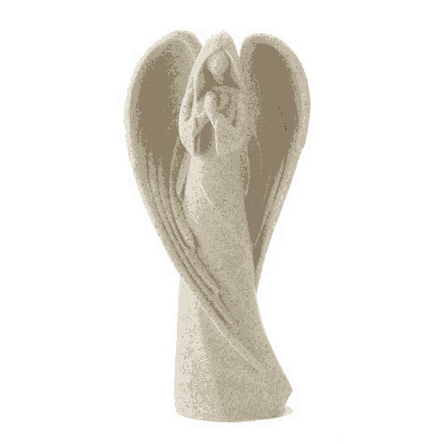 a statue of a woman with wings holding a heart