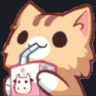 a cat is drinking milk through a straw from a carton of milk .
