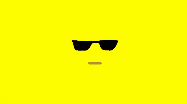 a yellow face with black sunglasses on it