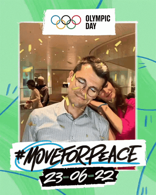 an olympic day poster with a man and a woman