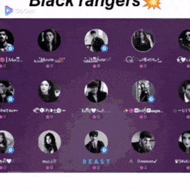 a purple background with a bunch of people and the words black rangers