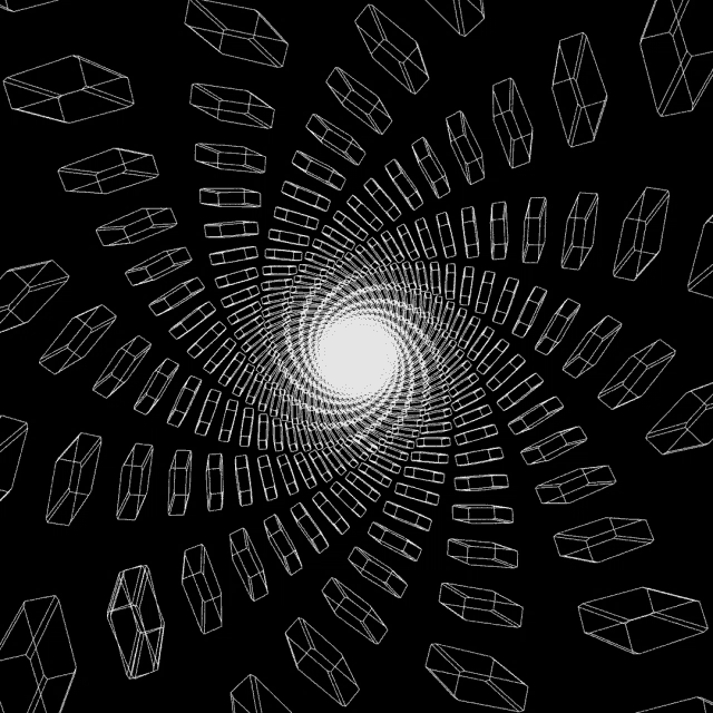 an optical illusion of a swirl with a light at the end