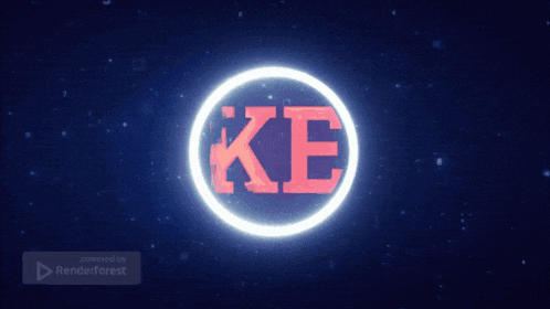 a glowing circle with the letter ke in the center