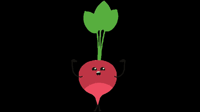 a cartoon drawing of a radish with the words " when mona " written above it