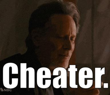 a close up of a man 's face with the words " cheater " below him