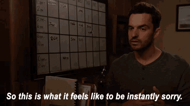 a man says so this is what it feels like to be instantly sorry in front of a calendar