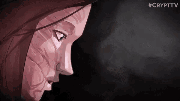 a drawing of a woman 's face with #crypttv written below it