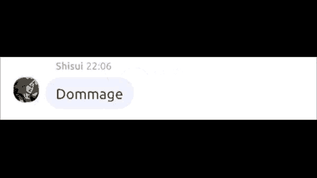 a text message between shisui and dommage