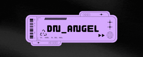 a purple sticker that says dn angel on it