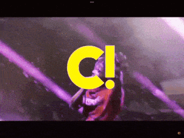 a purple background with a yellow letter c in the middle