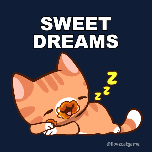 an illustration of a cat with the words sweet dreams above it