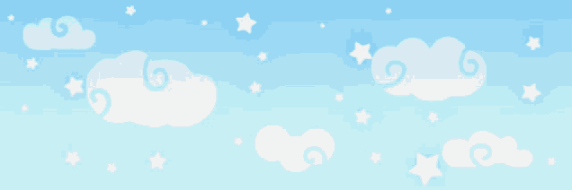 a blue sky with white clouds and stars in it