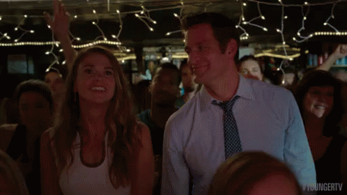 Giggling And Happy GIF - Sutton Foster Liza Miller Peter Hermann GIFs