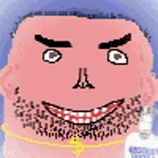 a cartoon of a man with a beard and a bottle of absolut vodka in the background