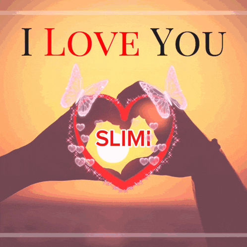 a card that says i love you slimi with a heart made out of hands