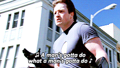 a man in a superhero costume says a man 's gotta do what a man 's gotta do '