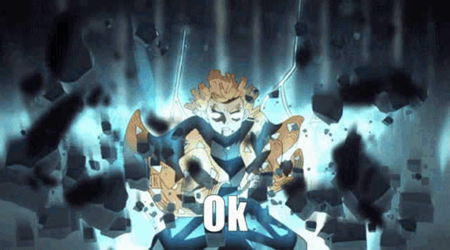 a cartoon character with the word ok written on the bottom