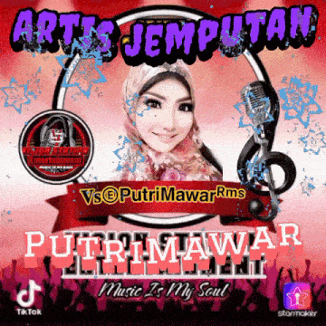 a poster for artis jemputan with a woman in a hijab and a microphone