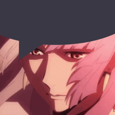 a close up of a woman 's face with a speech bubble above it