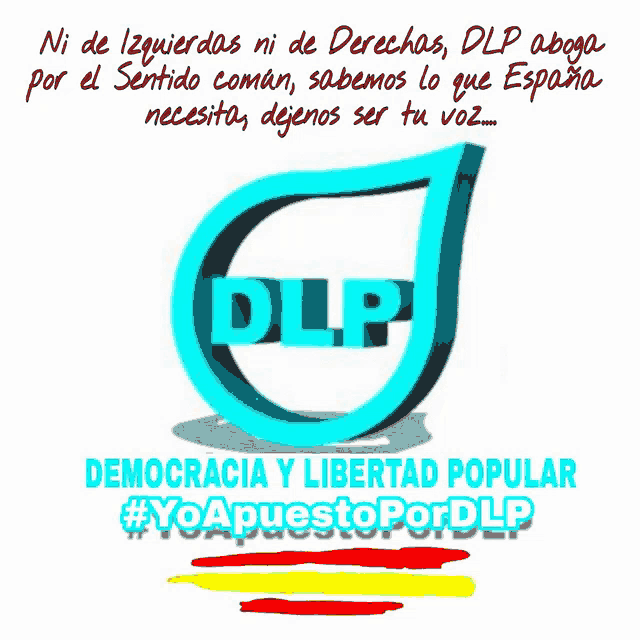a blue dlp logo with a yellow and red stripe