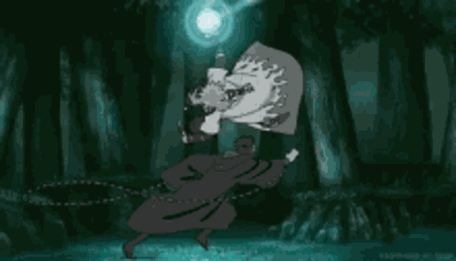 a cartoon character is flying through the air with a green light behind him