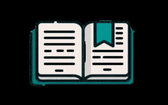 an open book with a blue bookmark on a black background .