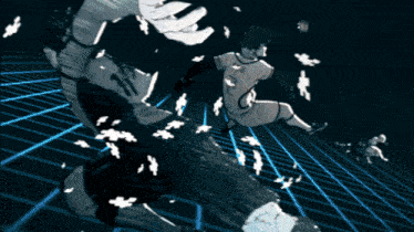 a soccer player is kicking a soccer ball in a cartoon