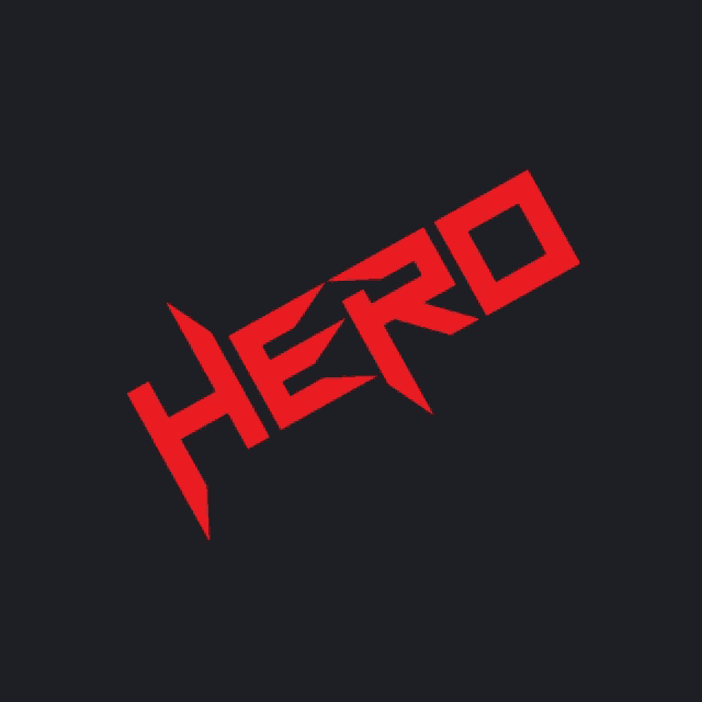 a black background with red letters that spell out the word hero